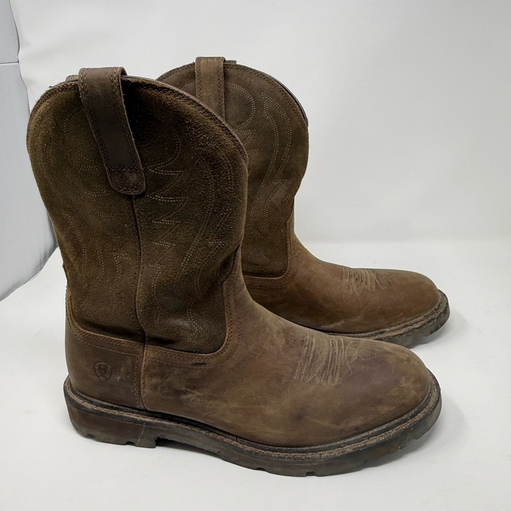 Ariat Men's Distressed Brown Western Boots non steel toe sz 10 (VRDNMP) - Picture 3 of 6